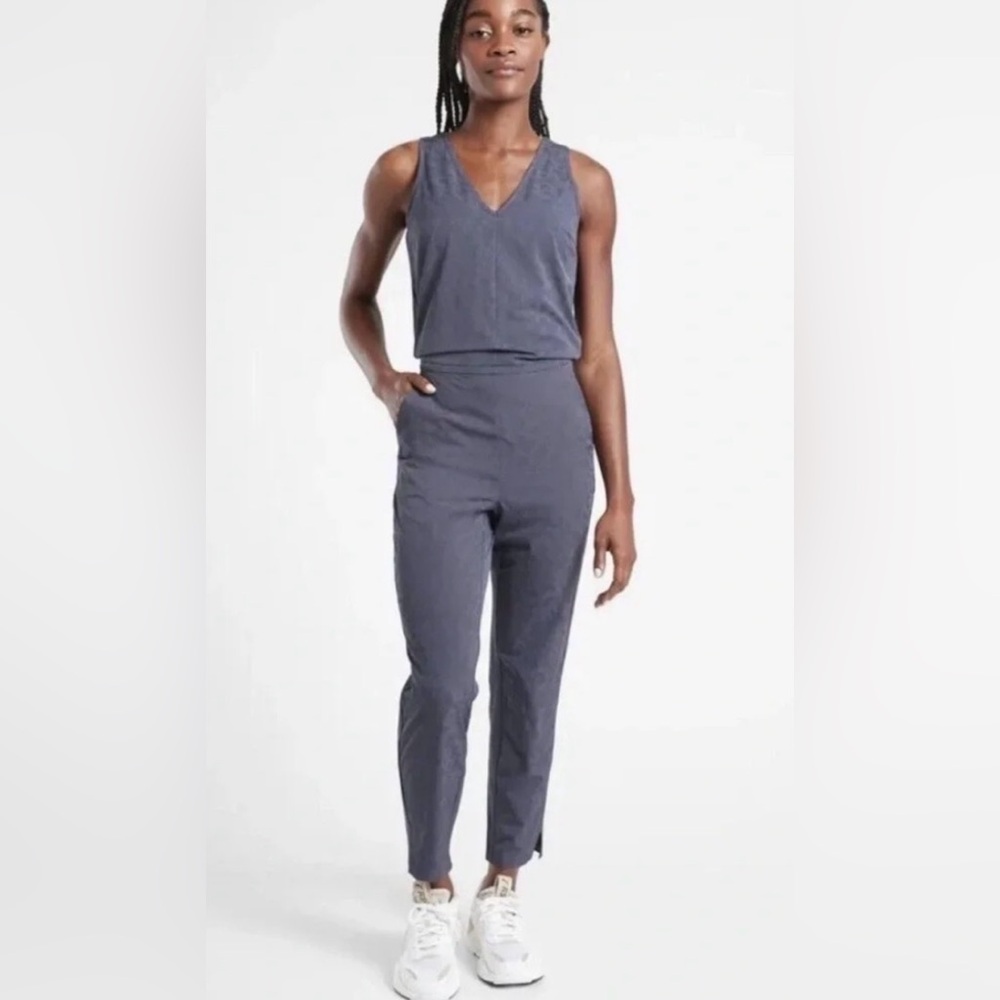 ATHLETA Brooklyn Textured Leopard Jumpsuit in Blue Size 4